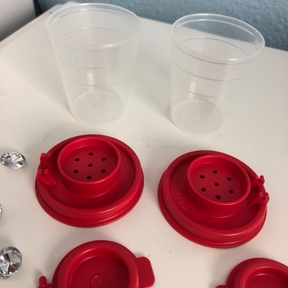 Tupperware Kitchen Tupperware Red Mini Travel Salt Pepper Shakers